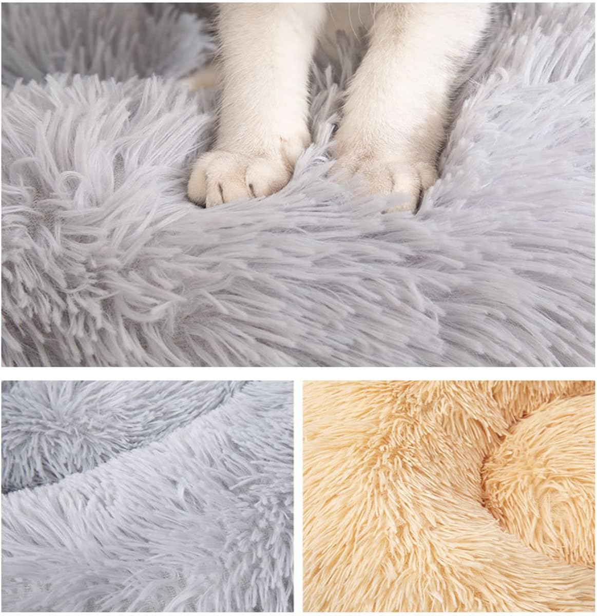 Dog Bed Calming Dog Bed & Cat Bed, Anti-Anxiety Donut Dog Cuddler Bed, Warming Cozy Soft Dog round Bed, for Small Medium Dogs and Catsbrowndiameter20In