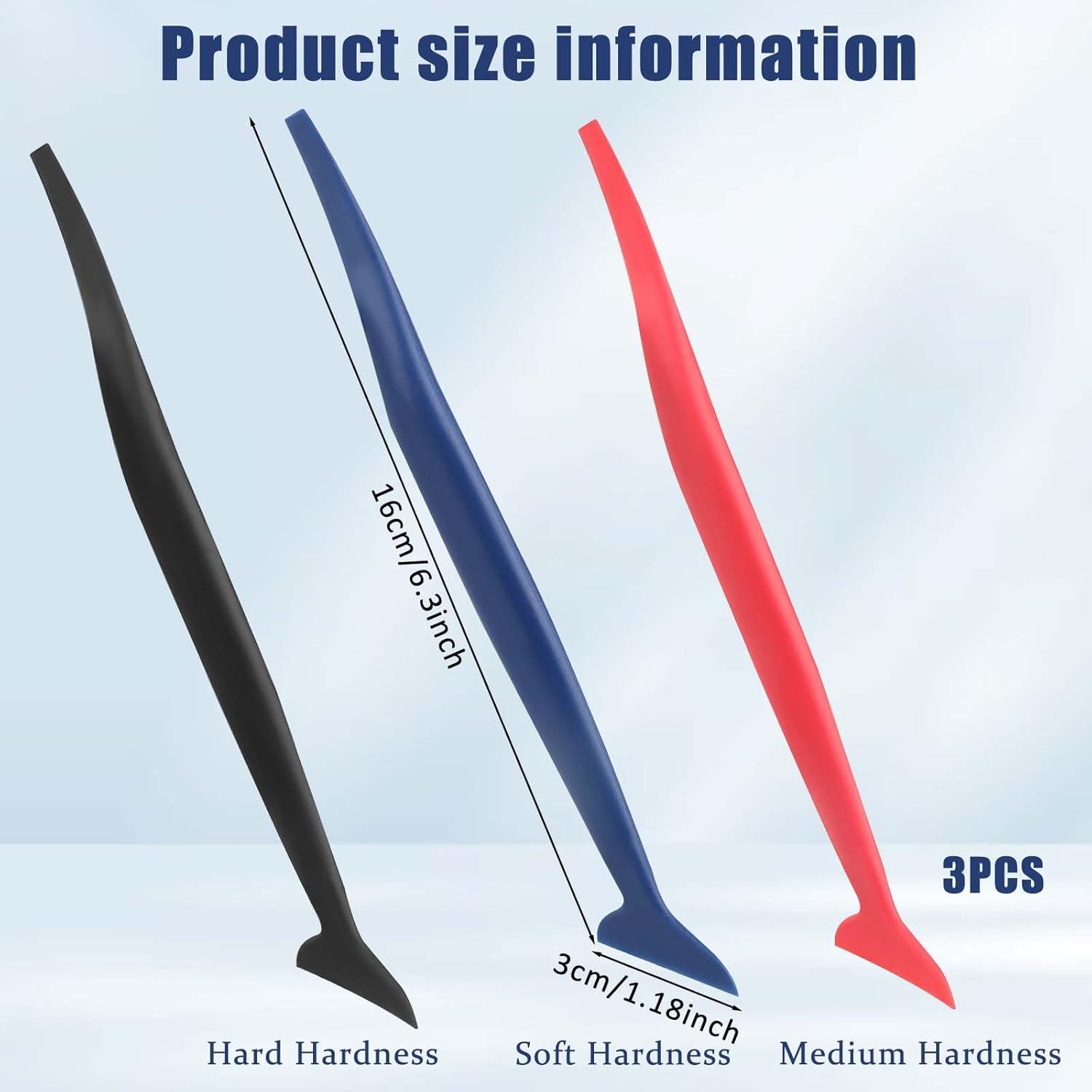 Bewudy 3 Pcs Car Micro Squeegee Curves Slot Tint Tool Set, 3 in 1 Vinyl Car Wrapping Flexible Micro Squeegee, with Different Hardness for Installing Vehicle Wraps and Auto Stickers(3 Pcs)