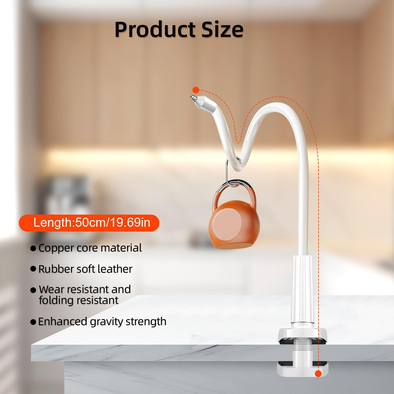 Baby Monitor Holder,0.5M Baby Monitor Camera Bracket,No Drilling Required,Universal Adjustable Gooseneck Mount,Compatible with Arlo,Hello Baby & Most Monitor Cameras with 1/4 Screw image number 6