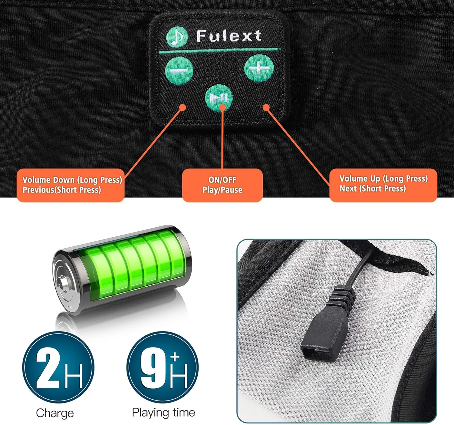 Fulext Sleep Headphones Bluetooth, Upgrade Wireless Sports Headband Headphones with Ultra-Thin HD Stereo Speakers Long Time Play for Side Sleepers Running Yoga Travel, Gifts for Men Women