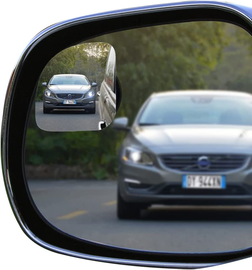 POMFW Blind Spot Mirror, 2 Inch Rearview Convex Side Mirrors for Cars SUV Truck Van Stick on 3M Adhesive, Rear View HD Glass Frameless Sway Rotate Adjustable Wide Angle 2PCS (Sector)