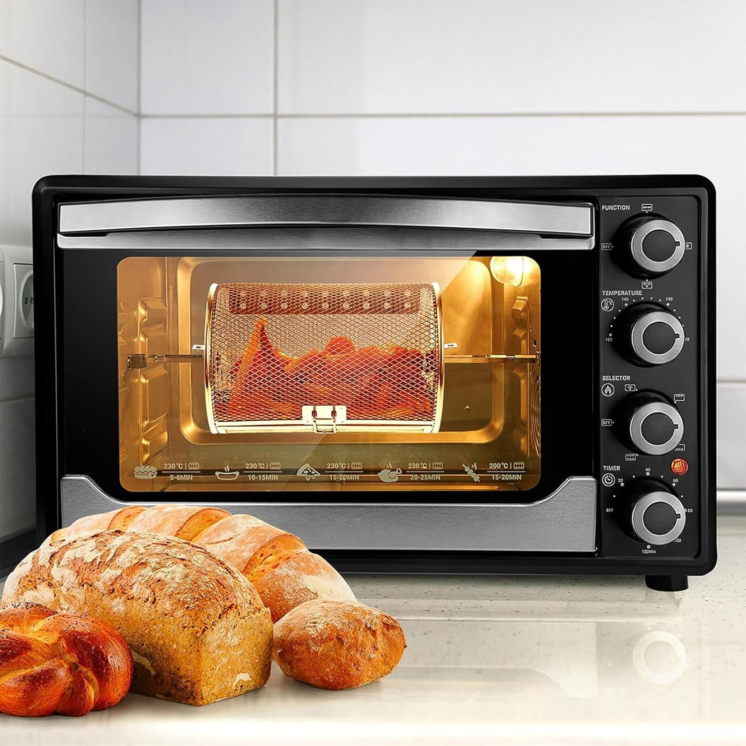 BBQ Grilled Cage 2 Pcs, Roast Baking Rotary Grill Roaster, BBQ Rolling Grill Basket, Bakeware Oven for Electric Oven Roast Peanut Dried Nut Coffee Beans, Grilling Accessories, Cleaning Brush image number 6