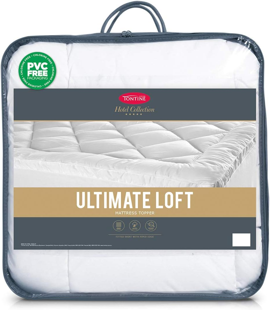 Tontine Hotel Collection Ultimate Loft Mattress Topper - Queen Size, Luxury Cotton Cover, Long Lasting Filling, anti Bacterial Soft Mattress Topper with Fitted Skirt image number 1