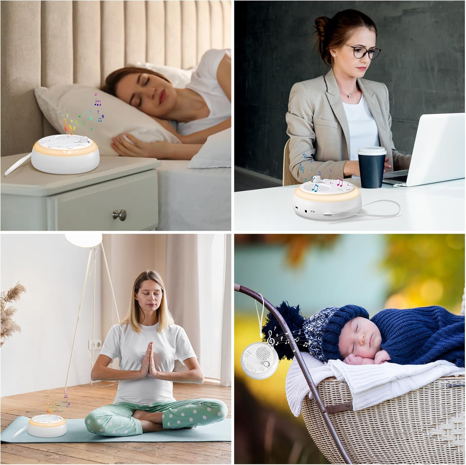 OQIMAX Portable White Noise Machine with Night Light, Rechargeable Sound Machine with 16 Soothing Sounds, Volume Adjustment, Timer & Memory Function, Sleeping Sound Machine for Home Office Travel image number 6