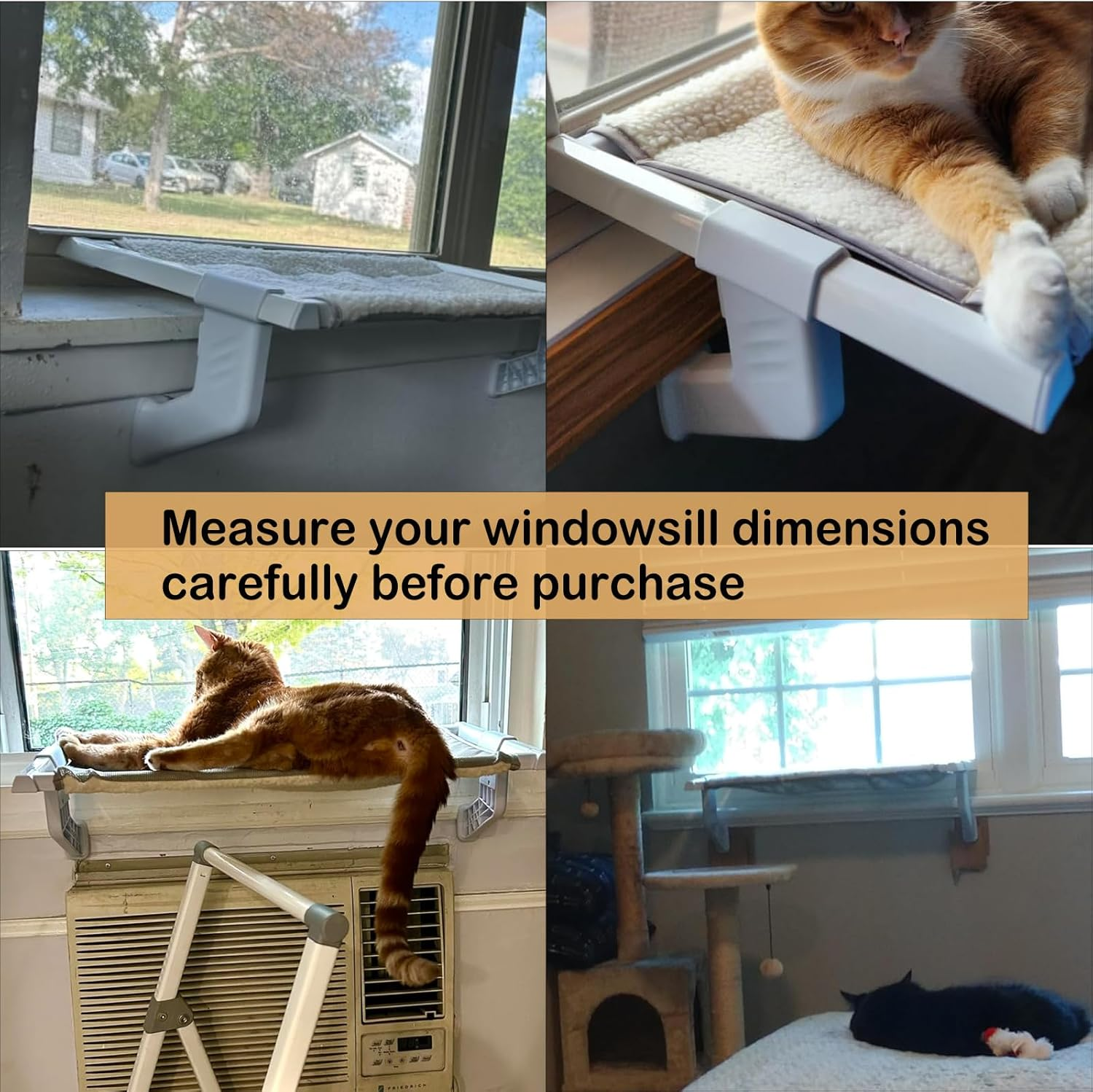 Cat Window Sill Perch Heavy Duty All Metal Frame Hold up to 100Lbs,Compact Size 22" X 13" X 7&ldquo;,Removable Dual-Sided Cushion,Adjustable Cat Hammock Bed Seat Shelf for Window Ledge for Cats Inside image number 5