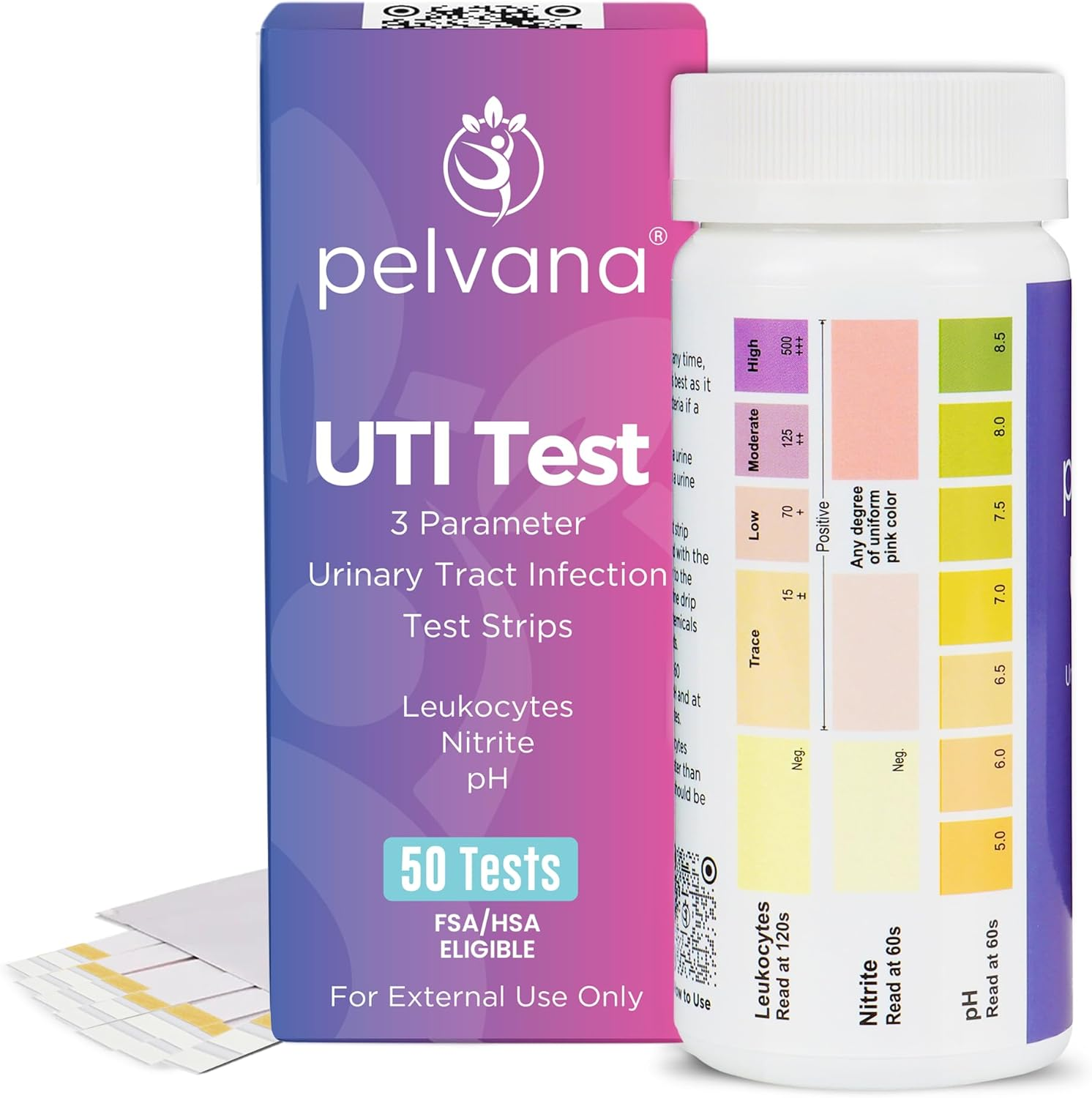 Pelvana Urinary Tract Infection Test Strips (UTI) Test Strips for Women 50-Strips image number 5