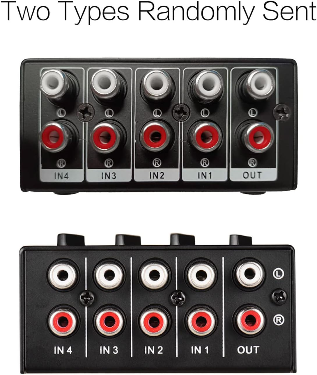 Stereo Mini Mixer, Mini Stereo Audio Mixer with 4-Channel RCA Inputs Separate Volume Controls Full Metal Shell image number 3