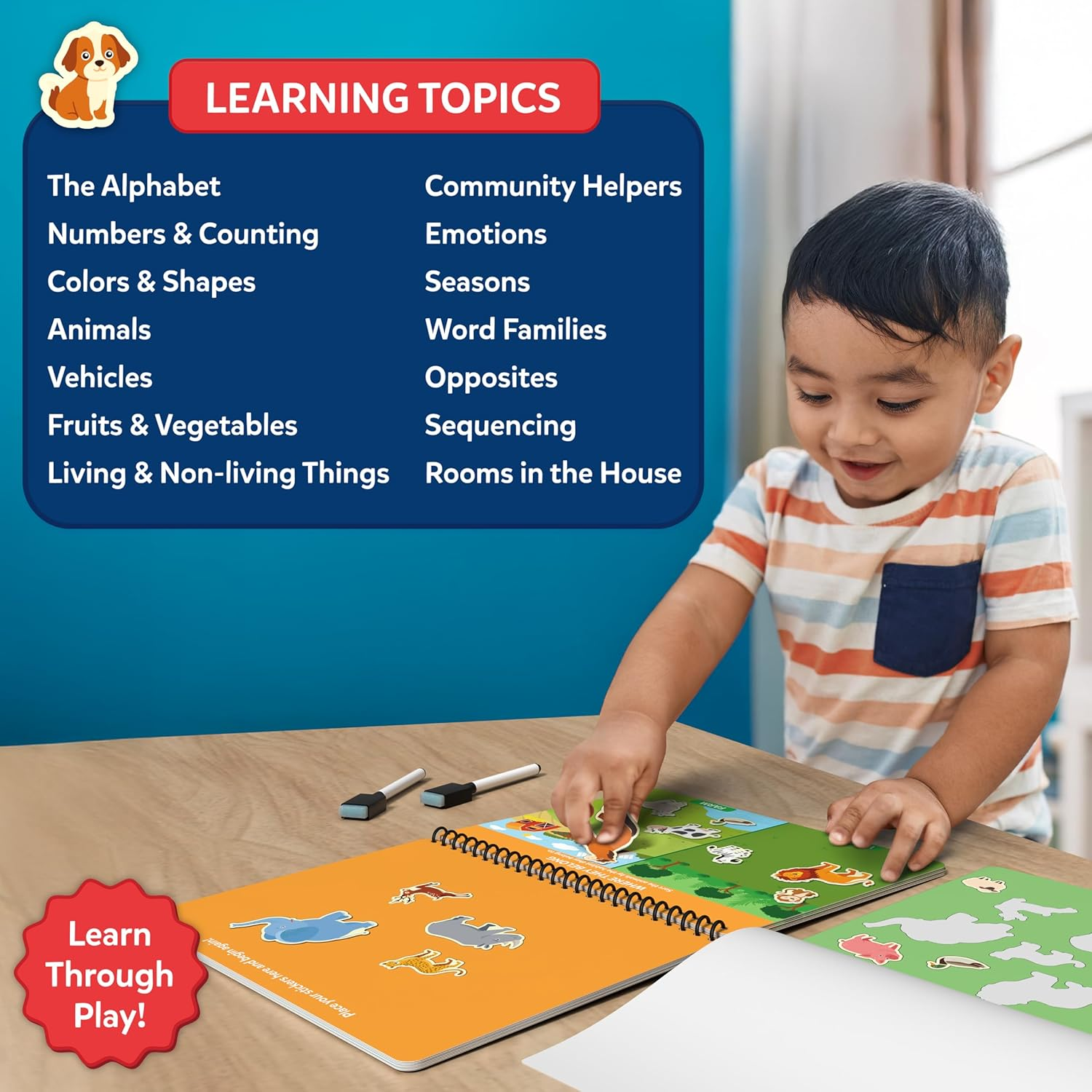 Skillmatics Reusable Sticker Activity Book - Busy Book for Preschoolers, 150+ Reusable Stickers, Educational & Mess-Free Activities, Travel Toy Ages 3, 4, 5, 6 image number 6