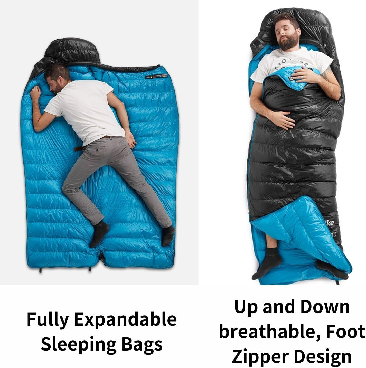 Naturehike Envelope Duck down 4 Season Sleeping Bags, 41℉ Lightweight Waterproof Camping Backpacking Sleeping Bag for Adults, Foot Zipper with Stuff Sack Included image number 5