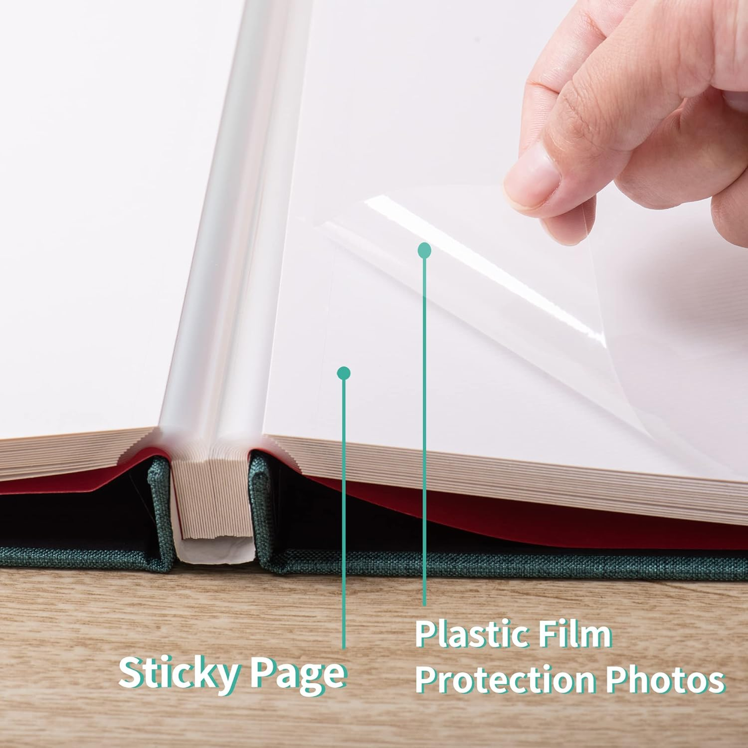 Photo Album - Self Adhesive Scrapbook with Magnetic Linen Cover, 30 Blank Pages for Family, Wedding, Birthday, Christmas, Anniversary (Dark Green) image number 2