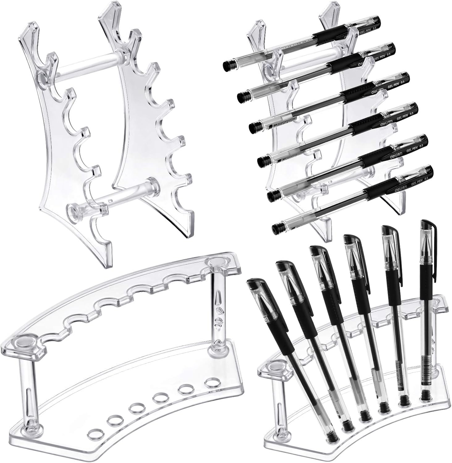 Teling 4 Pieces Pen Display Stand Acrylic Pen Holder Clear Pen Stand Rack Organizer Nail Brush Holder Stand for Make up Brush image number 4