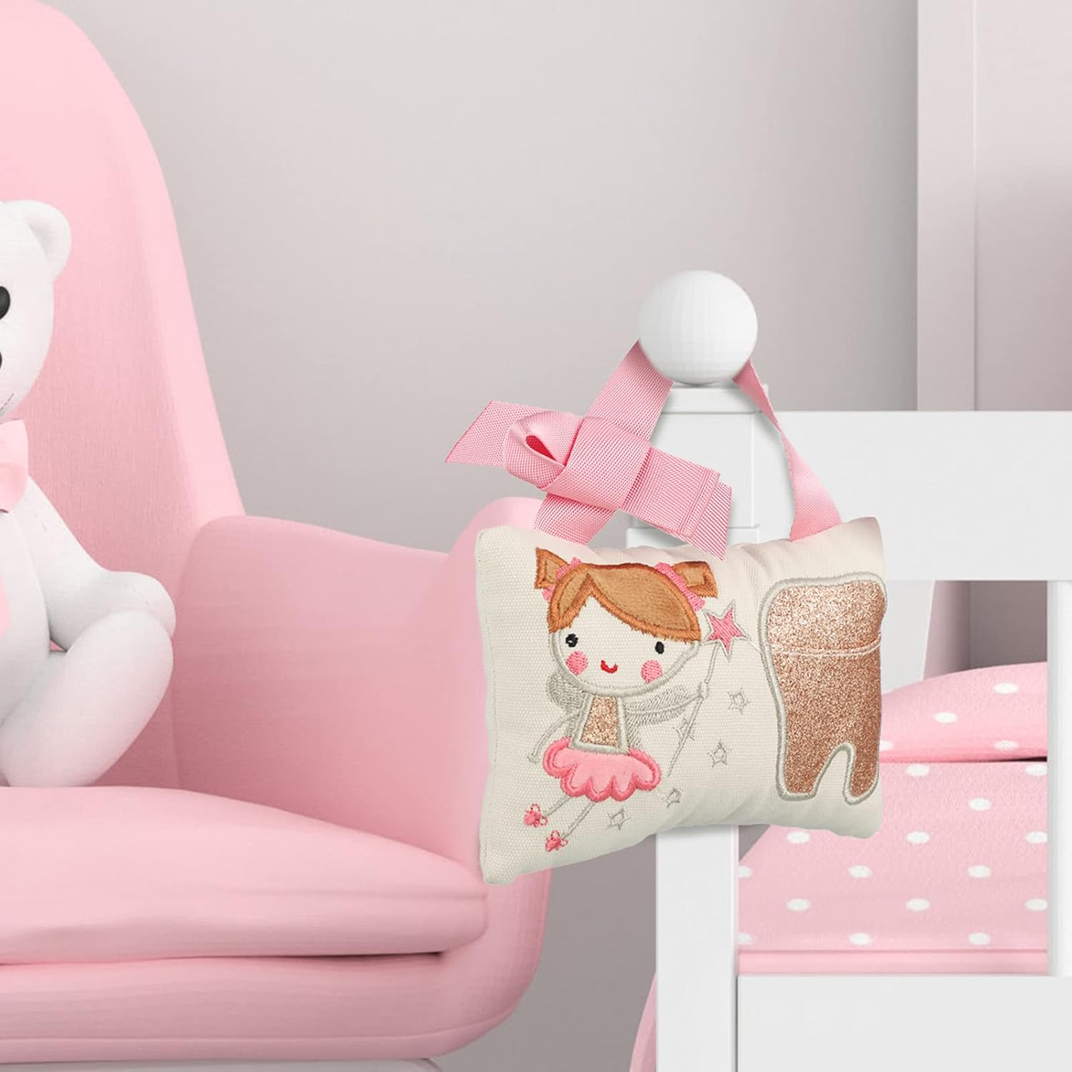 Qunclay Tooth Fairy Pillow with Pocket Kids Tooth Pillow Tooth Keepsake Pouch Tooth Fairy Gifts for Girl and Boy, 3.9 X 5.9 Inches (Sweet Style) - Sweet Style image number 6