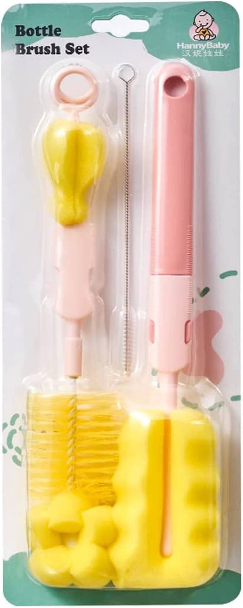 Baby Bottle Cleaner Brush, Non-Slip Long Handle Bottle Cleaning Brush, Feeding Bottle Cleaning Brush, Nipple Cleaner, Straw Cleaning Brush, Sponge Brush, Kitchen Washing Kit image number 3