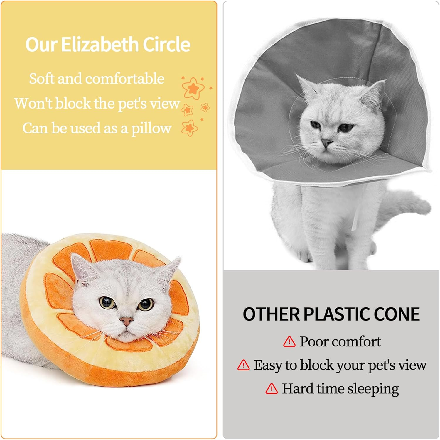 NACOCO Pet Recovery Cone Collar Cat Cute Orange E-Collar Elizabethan Collar after Surgery Recovery Pet Cone for Cat Puppy Breathable Soft Edge and Easy to Clean (Small) image number 4