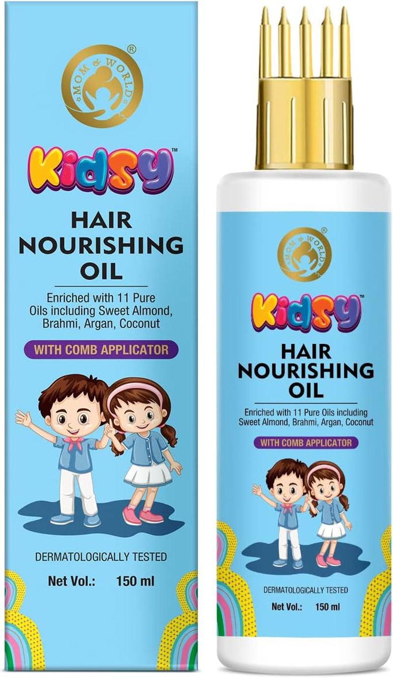 Mom & World Kidsy Hair Nourishing Oil with Comb Applicator for Kids, Dermatologically Tested, Enriched with 11 Pure Oils, 150Ml,1 image number 4