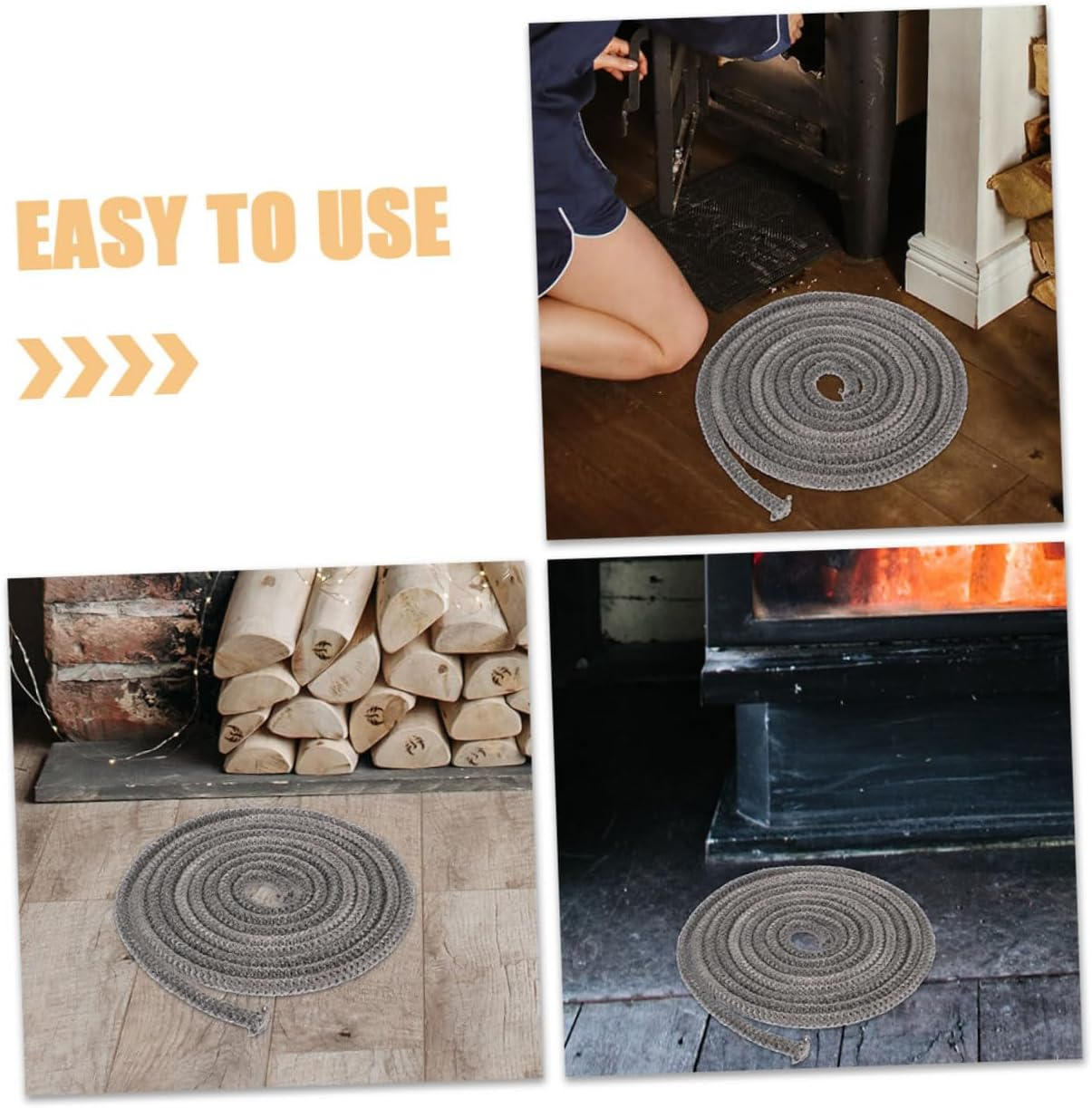 Fiberglass Wood Stove Door Gasket Seal Rope High Temperature Resistant Self-Adhesive Replacement for Fireplaces and Wood Stoves Easy Installation image number 3