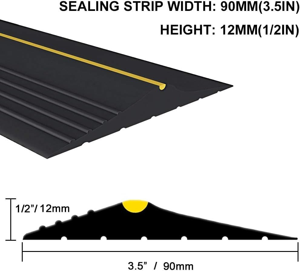 Universal Garage Door Seal, 6M Garage Door Threshold Seal Strip, Door Weather Stripping Bottom Replacement Rubber, Not Include Adhesive/Sealant (20 FT) image number 6