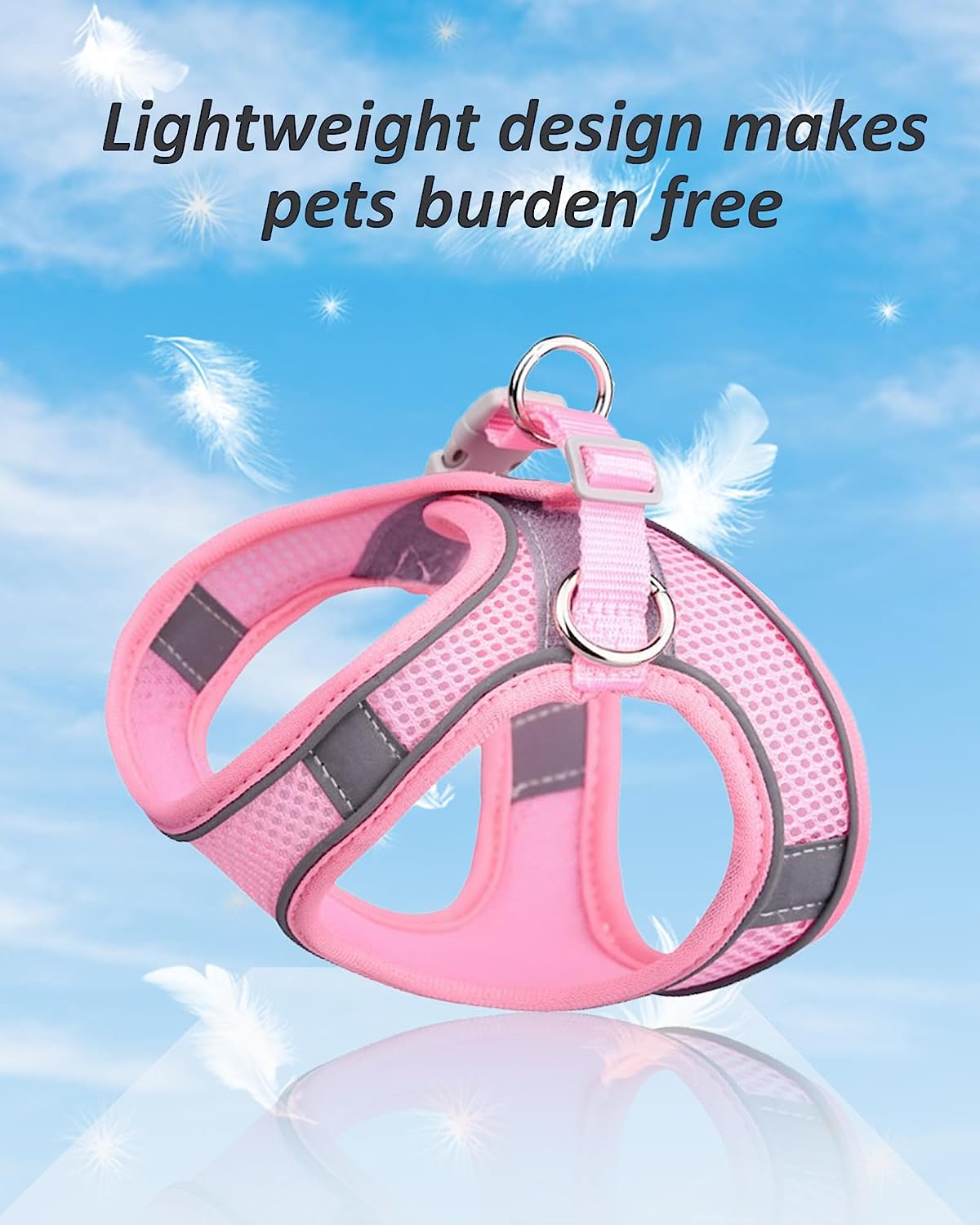 SOLMOONY Dog Harness for Small Medium Dogs No Pull, Puppy Harness and Leash Set, Step-In, Mesh, Reflective, Pink, S image number 2