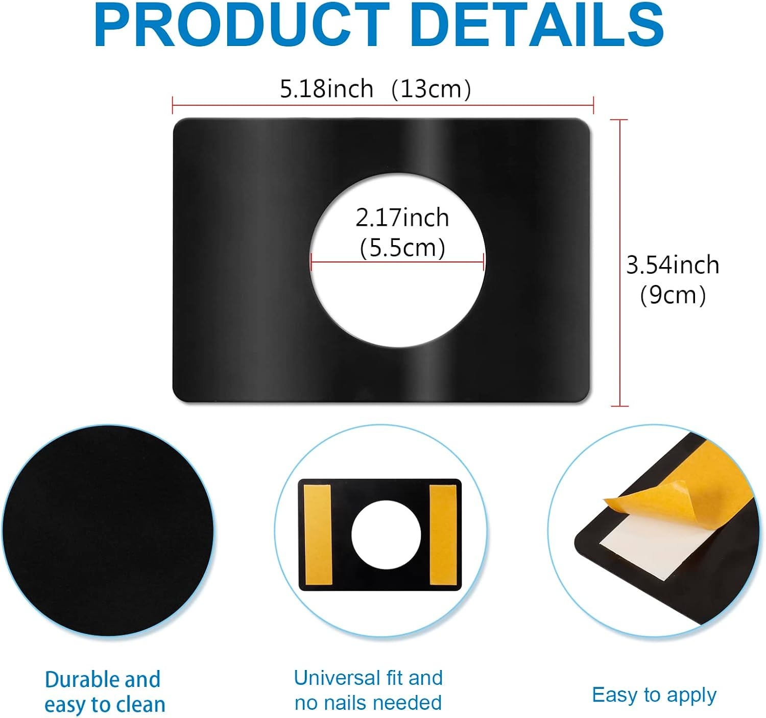 4 Pack Door Knob Reinforcement Plate Black, Door Hole Cover Filler Fixing Plate Door Lock Repair Plate, Stainless Steel Door Knob Fixing Bracket - Prevent Door Lock Loose or Wobbly image number 1