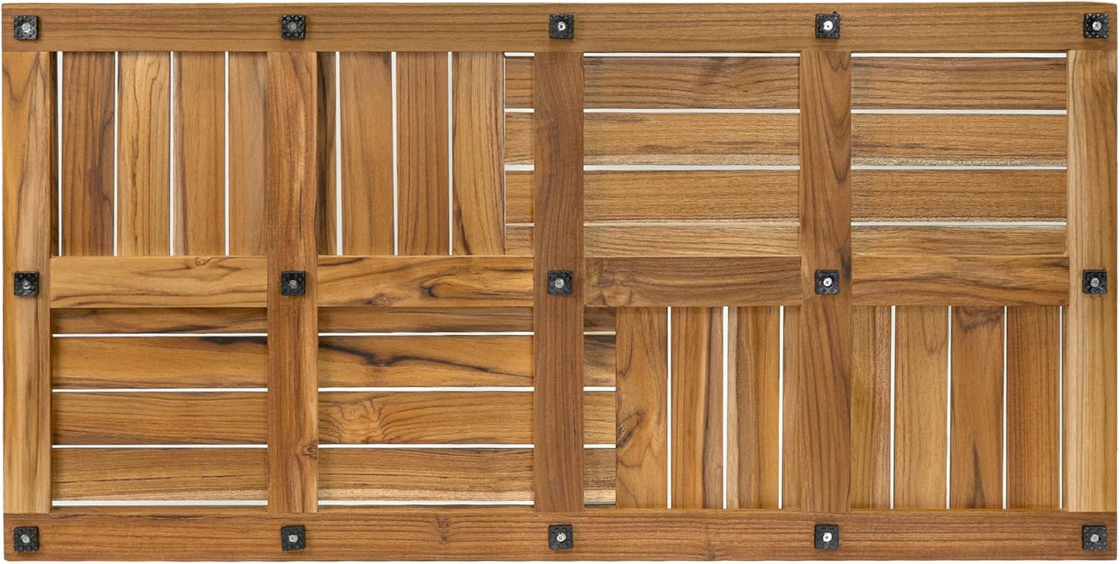 Utoplike Teak Wooden Shower Mat, Wood Bath Mat, Large Bathroom Mat for Shower, Teak Wood Floor Mat for inside Shower image number 4