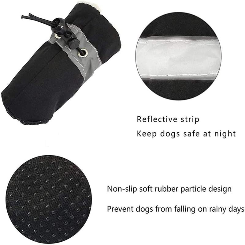 AIMALL 4PCS Anti-Slip Waterproof Dog Shoes with Reflective Strips Durable Pet Rain Boots Comfortable Fabric for Small and Large Dogs