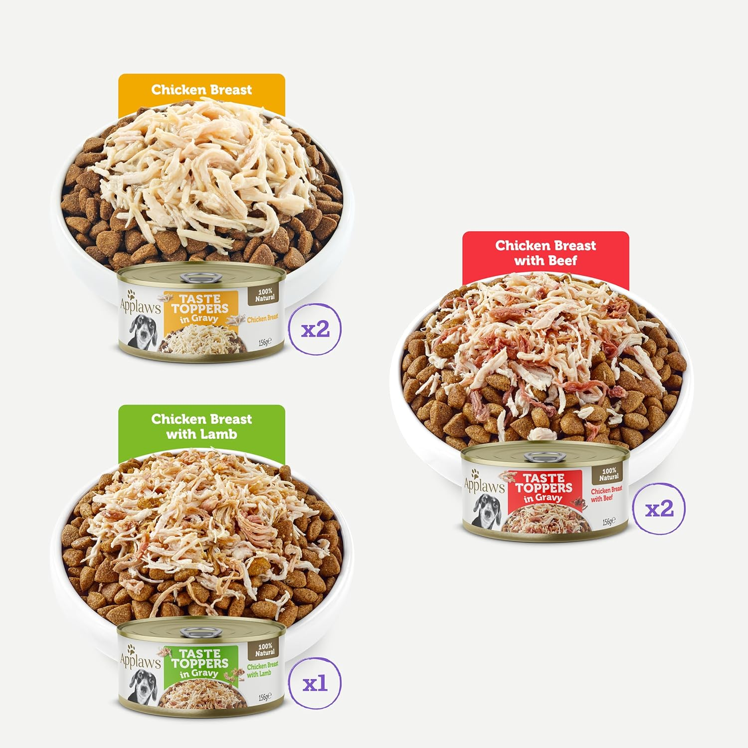 Applaws Taste Toppers 100% Natural Wet Dog Food Chicken Breast Gravy Selection Tin 156G (Pack of 5), Limited Ingredients Pet Food image number 2