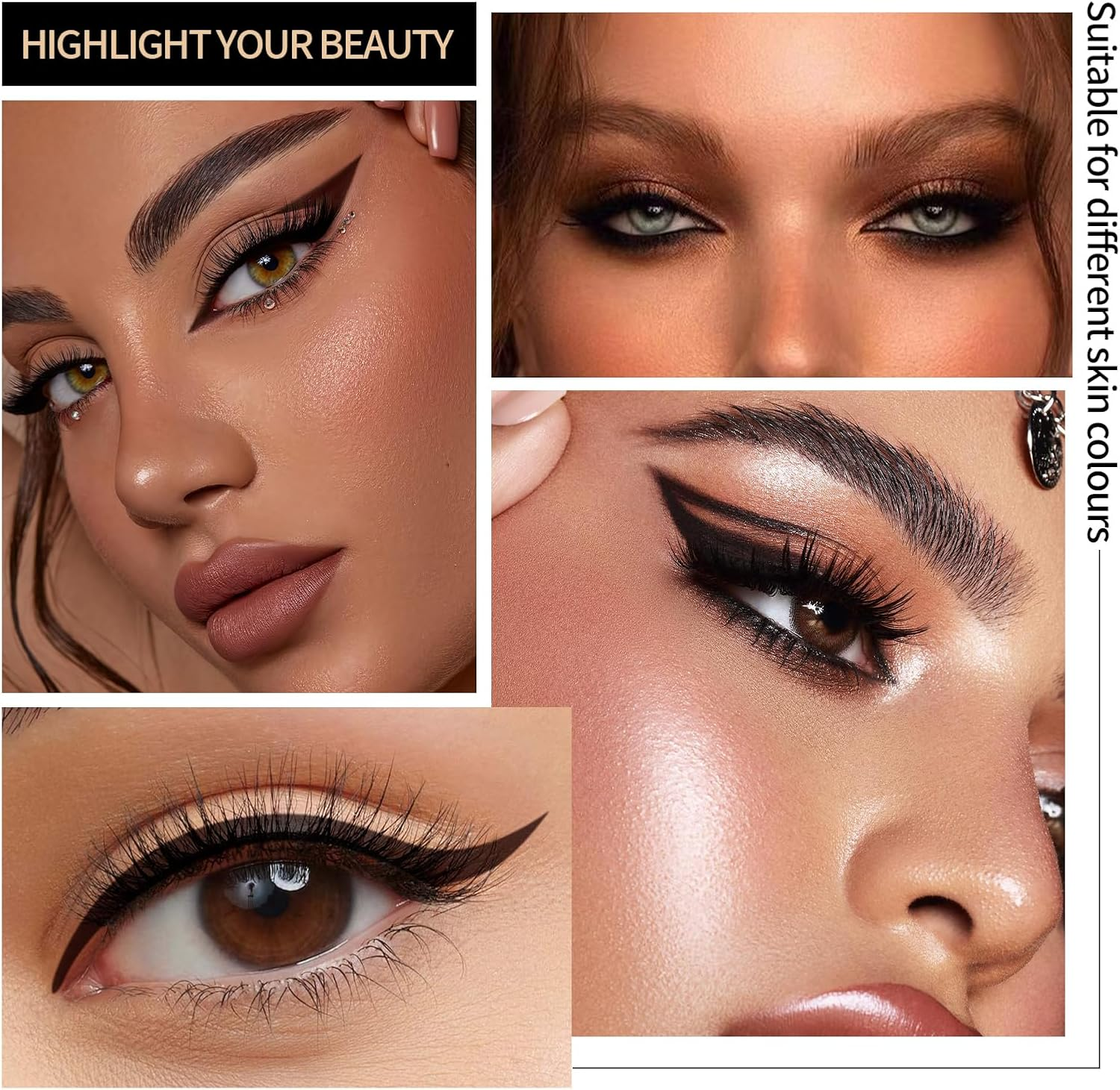 Noerrors 2 Colours Black Brown Eyeliner Pens, Waterproof Cream Waterline Eye Pen, Smudge-Proof Smokey Eye Liner Pen, Quick Drying Long Lasting Eye Makeup