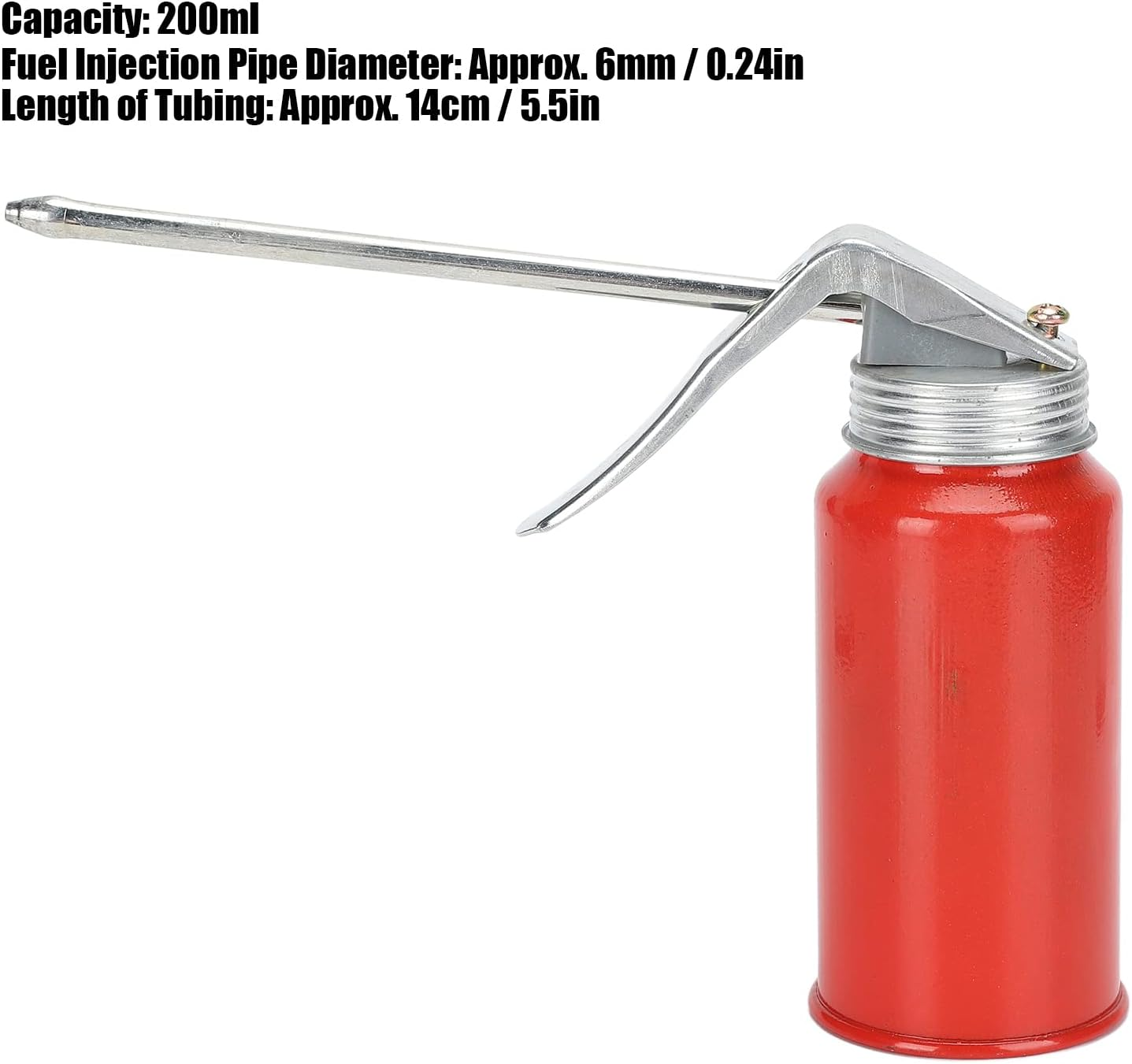 Viagasafamido 2Pcs 200ML Capacity Manual Pump Oil Can Steel Type Oiler Can Red for Rolling Bearings Motorcycles Oil Lube Systems image number 3