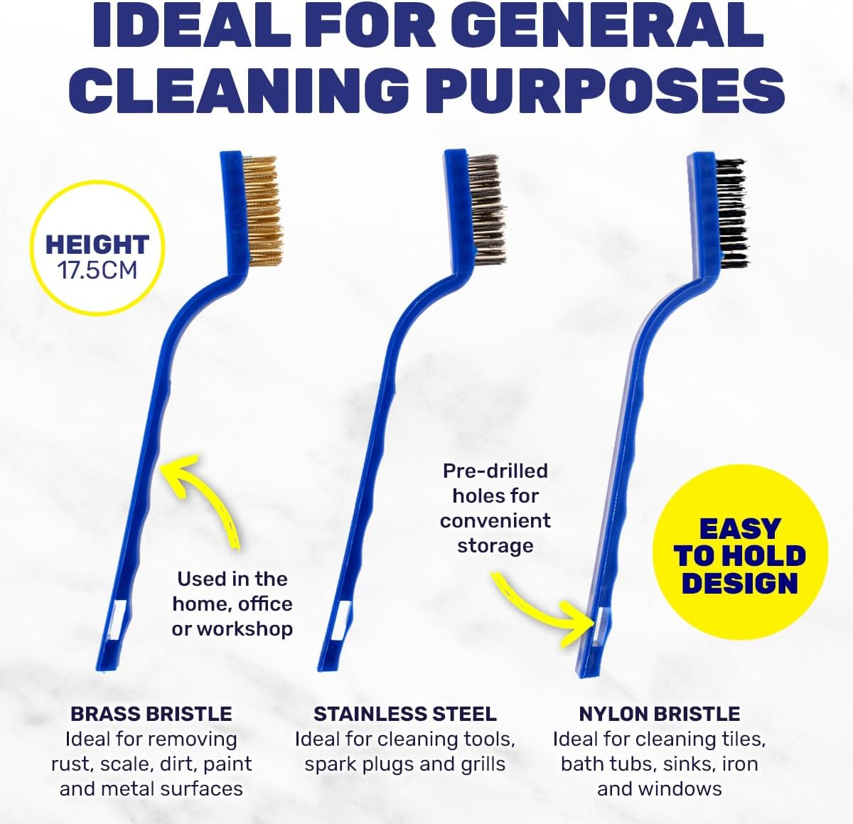 Cleaning Wire Brush Set, Blue (Pack of 3) image number 2