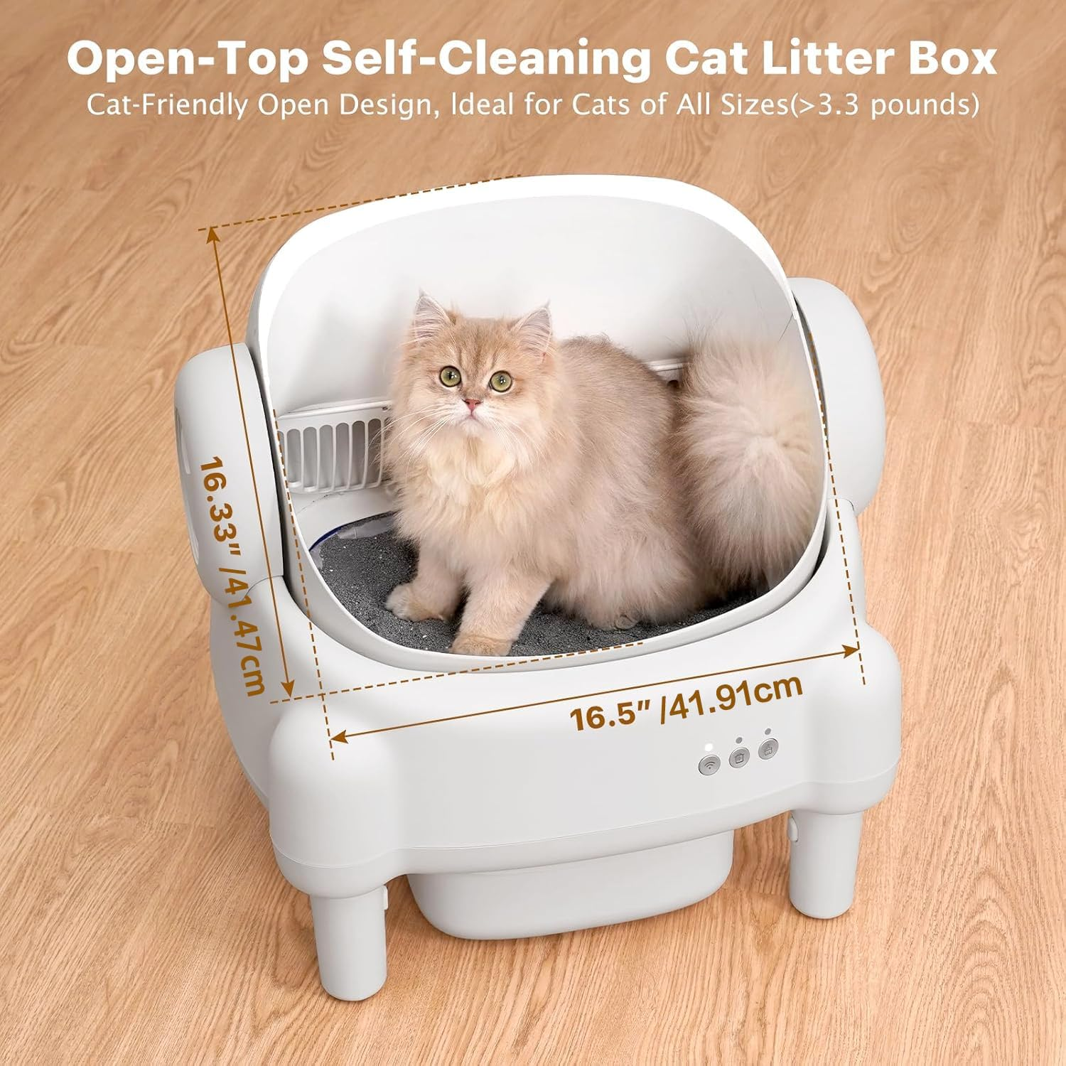 Automatic Cat Litter Box Open Top Design Self Cleaning Cat Litter Box for Multiple Cats with App Control Safety Protection and 11L Large Waste Bin with Trash Bags image number 4