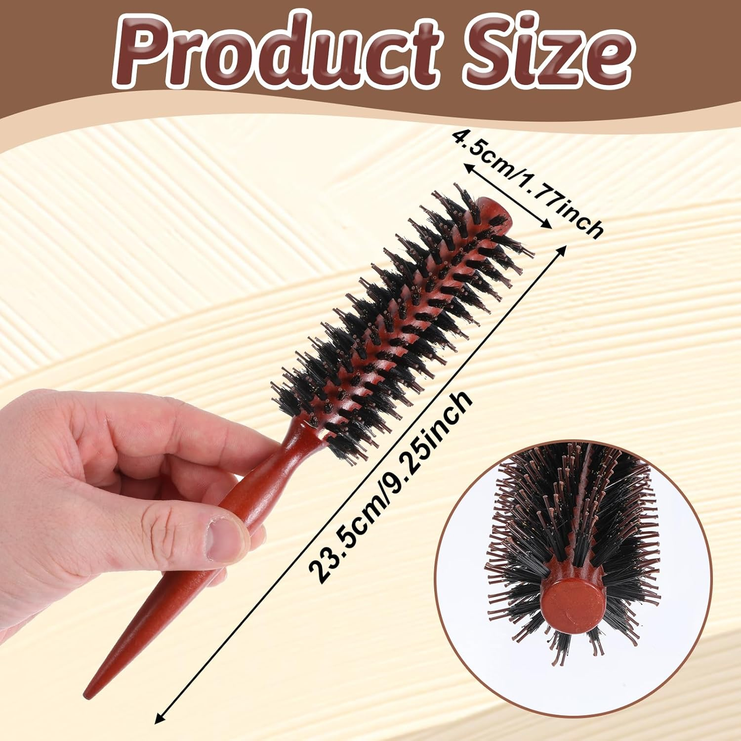 LIQWEI Small Boar Bristle round Brush, Small round Brush, Boar Bristle Hair Brushing, Roll Brushes for Blow Drying, Travel Brushes for Women for Wet or Dry Hairs for Styling Short, Fine Hair image number 5