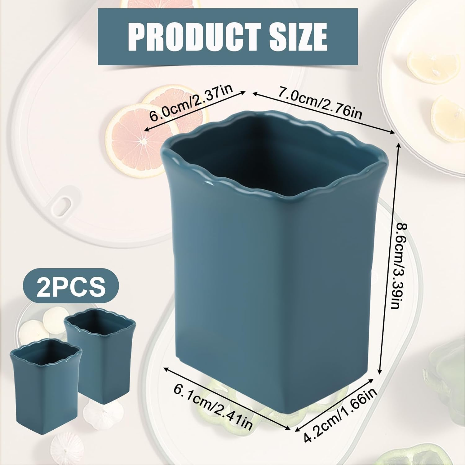 2Pcs Multifunctional Cup Slicer, Stainless Steel Fruit Slicer Cutter for Strawberry Banana Egg Vegetable Quickly Make Salad Kitchen Gadgets (Dark Blue) image number 2