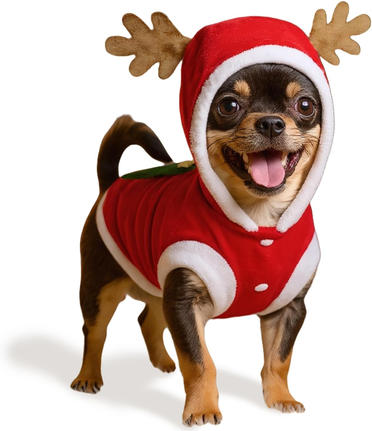 Dog Cat Christmas Outfit, Cute Elk Pattern with Christmas Tree for Small Medium Large Dogs Cats for New Year Party（S） image number 4