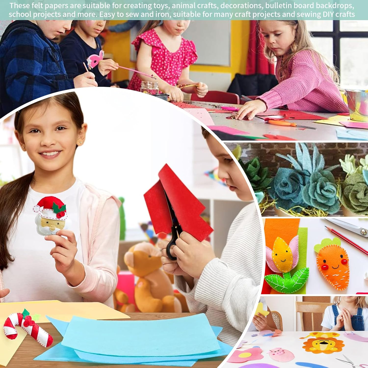 80 PCS Felt Fabric Non-Woven, 40 Colors Felt Fabric Sheets, Super Soft Craft Felt Squares, Scrapbooking Patchwork Sewing Felt, Pre-Cut Felt Fabric Sheet for Craft Work DIY Patchwork Sewing (15X15Cm) image number 3