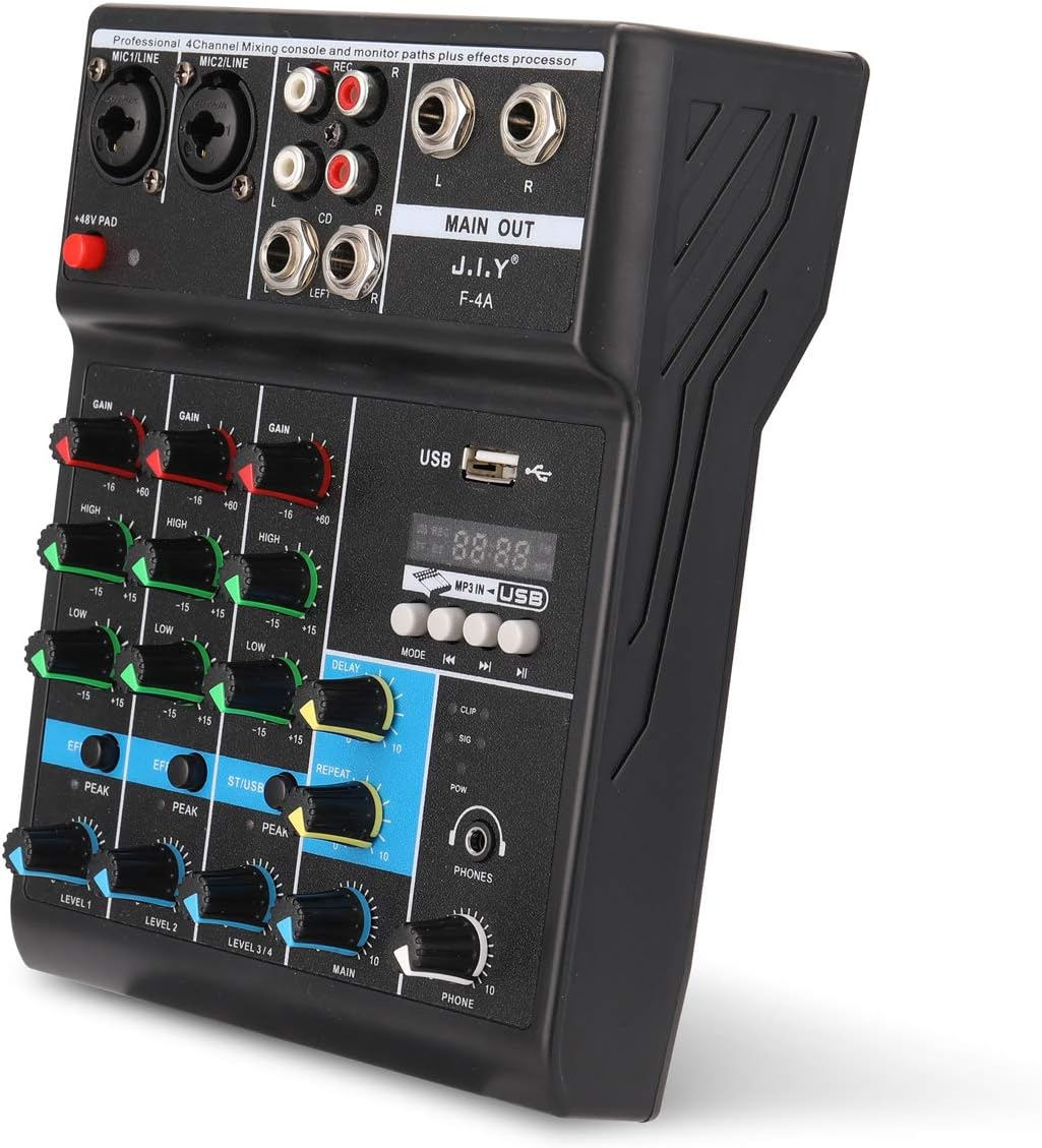 BT Professional 4 Channel Sound Mixing Console and Paths plus Effects Processor with USB Multicolor One Size image number 6