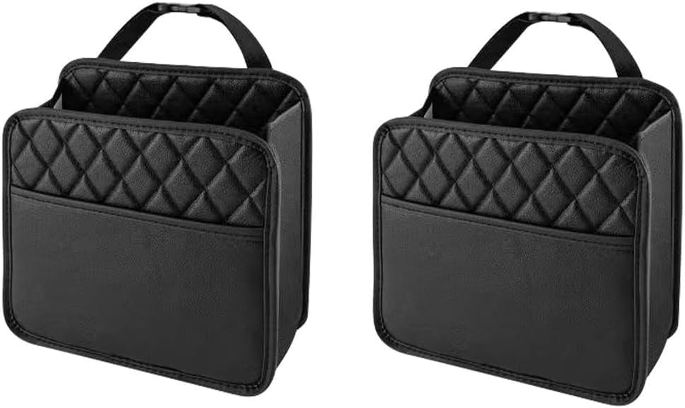 2-Pack Waterproof PU Leather Car Seat Back Organizer - Multi-Pocket Document Holder & Bottle Storage Bag - Travel Tidy Pouch Pocket (Black, One Size) image number 4
