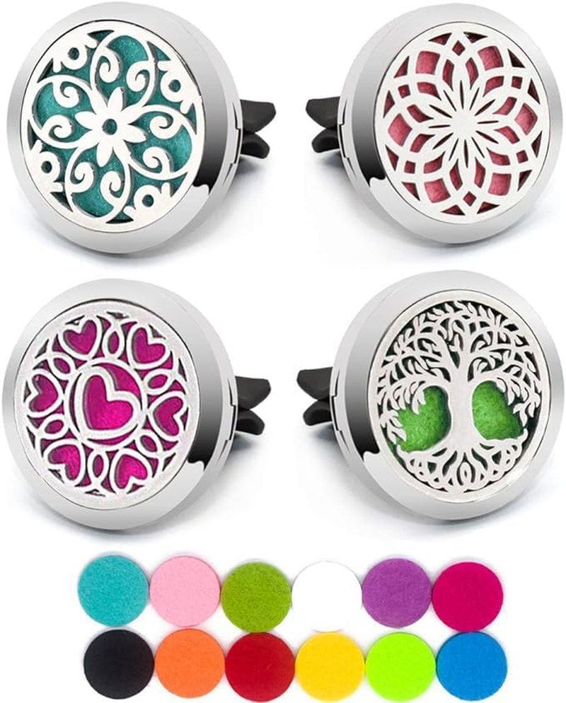 Office Home Car Diffuser Vent Clip, 4 PCS Car Essential Oil Diffuser Clips Aromatherapy Locket Air Freshener with 48 Refill Pads image number 2