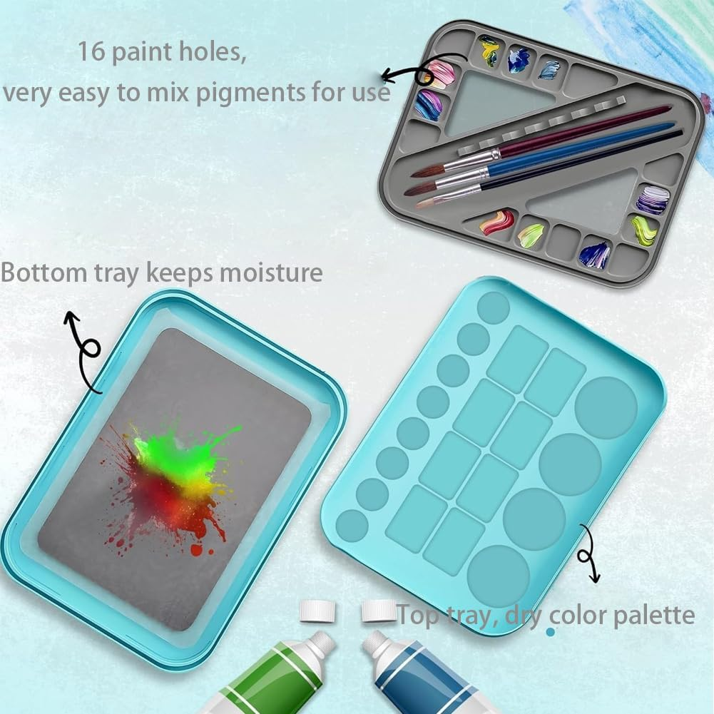 ADTZYLD Stay Wet Palette for Acrylic Miniature Painting Kit 50PCS Paper,2 Sponges,Brush Holder,Paint Saver Tray for Warhammer 40K,Oil & Watercolor - Artist Gift Set (1 Set Wet Palette Original) image number 2