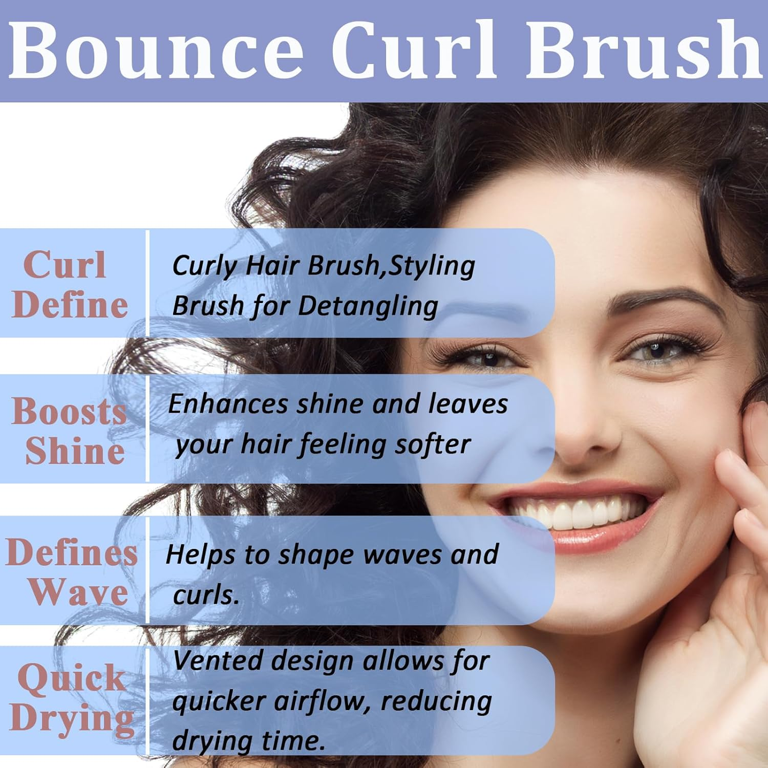 Start Makers Curl Define Styling Hair Brush, Wet & Dry Multifunction Bounce Curl Brush for Detangling, Combing, Shaping and Defining Curls, Hair Brush for Women Men (Blue) image number 5