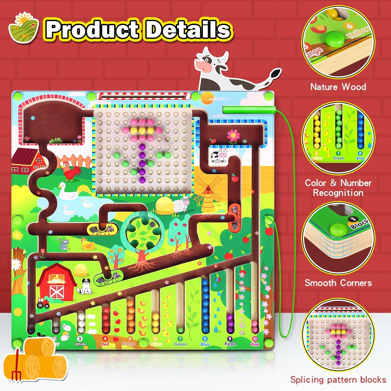 Magnetic Color and Number Maze, Color and Number Puzzles Toys Puzzles for Kids Learning Toys, Montessori Toys Preschool Learning Activities, Magnetic Beads for Kids image number 1