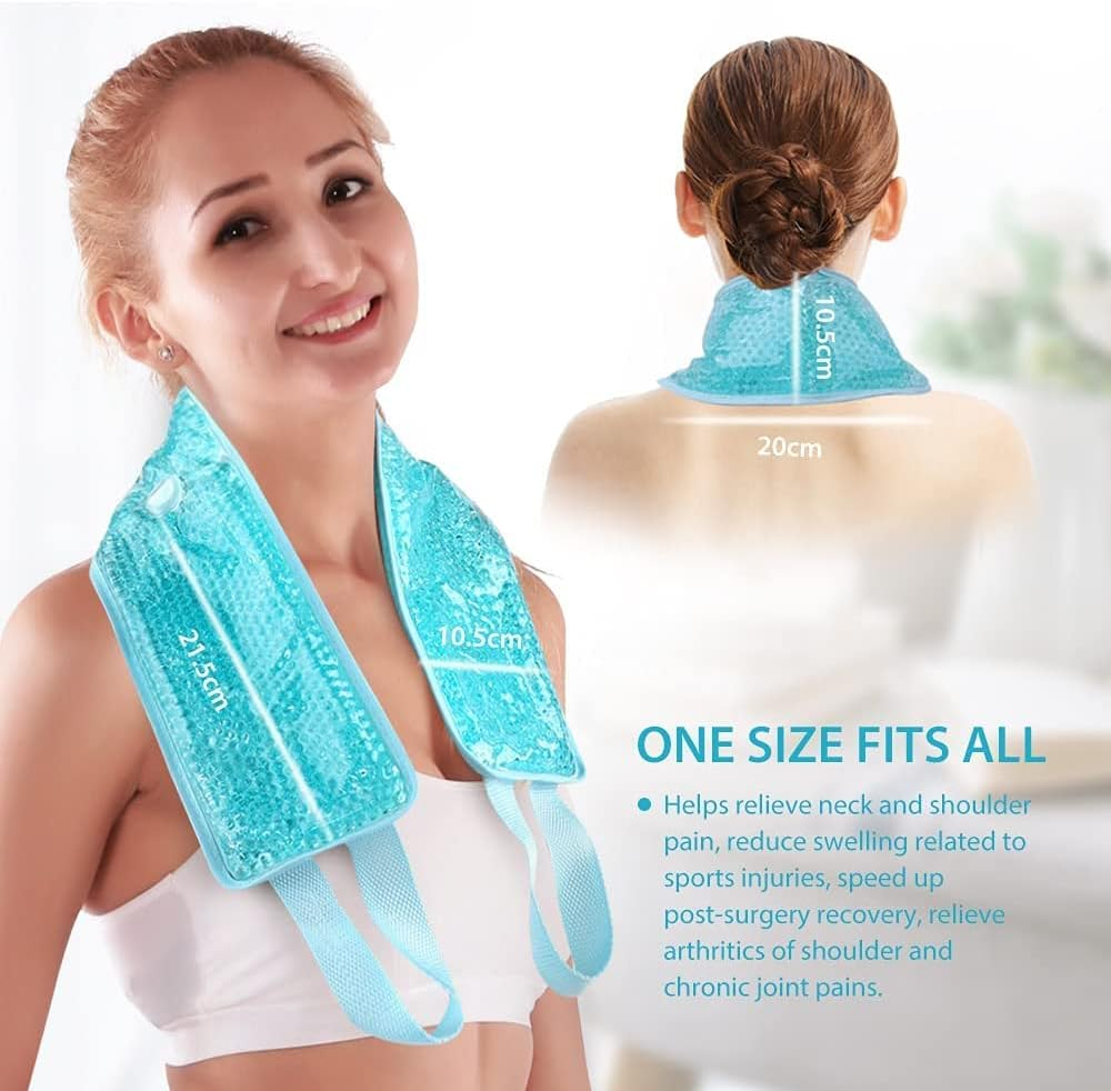 Hot Cold Therapy Pack for Neck Shoulder Back Knee,Reusable Gel Beads Cooling Neck Wrap Pain Relief for Injuries,Swelling, Aches, Bruises & Sprains image number 3