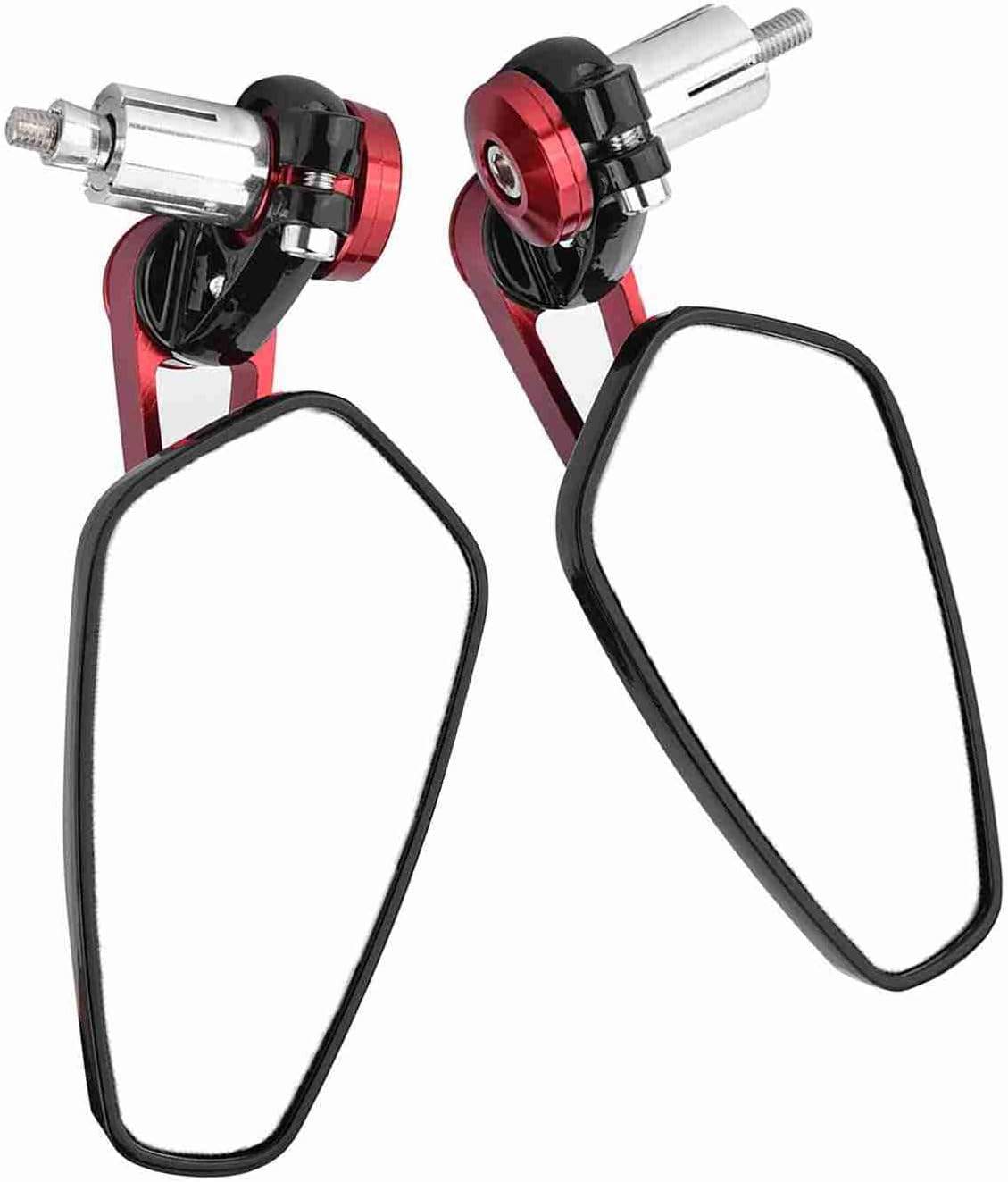 Universal Motorcycle Aluminum Alloy 7/8" 22Mm Bar End Mirrors with 360-Degree Adjustability and Clear Optic Glass in (Red) - Blue image number 4