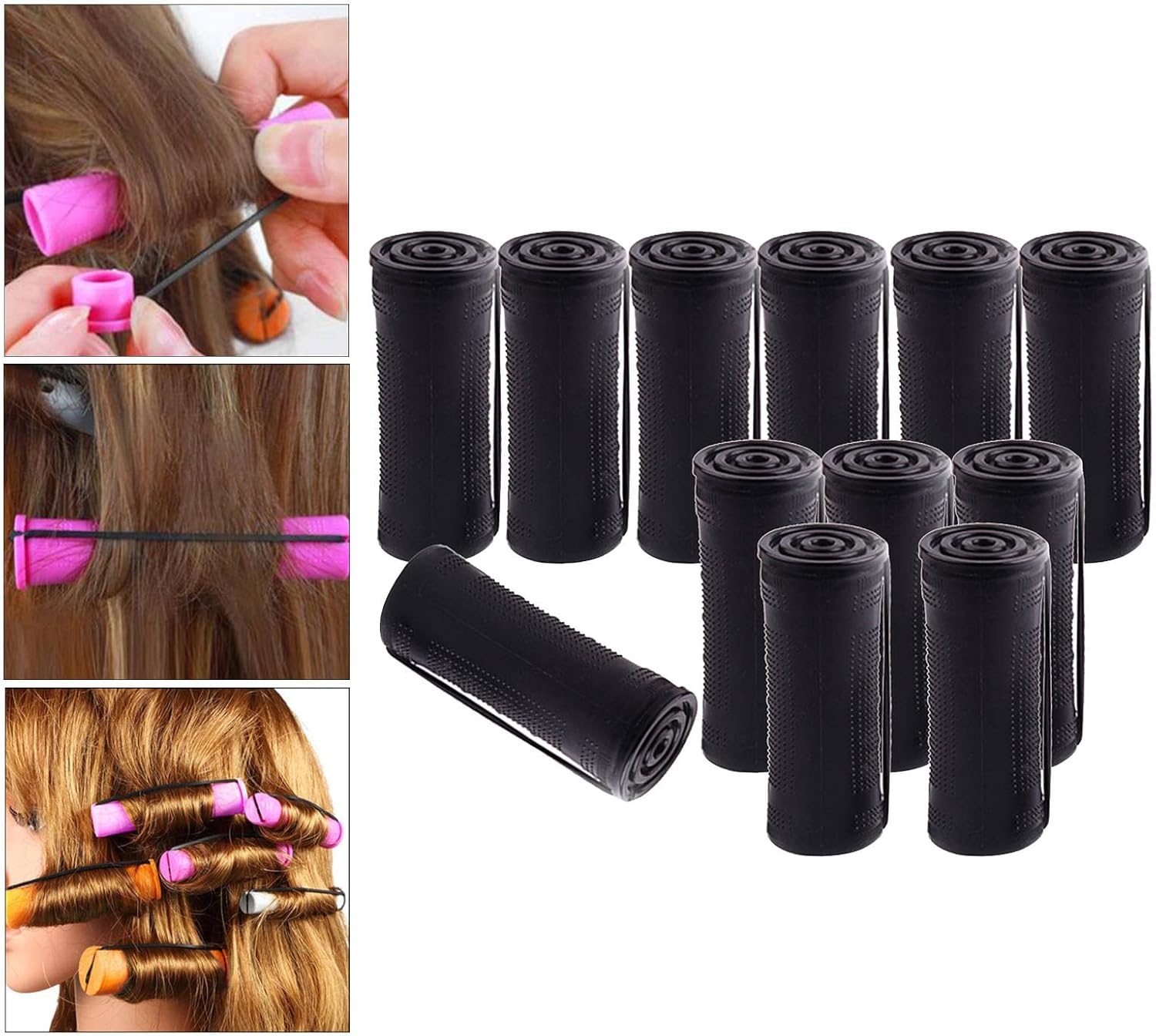Baosity Cold Wave Perm Rods Curling Hair Long Short Hair Non-Slip Elastic Small Medium Large Size Perming Curlers Kit, with Rubber Band, Women Girls - 12Pcs 3.0M image number 2