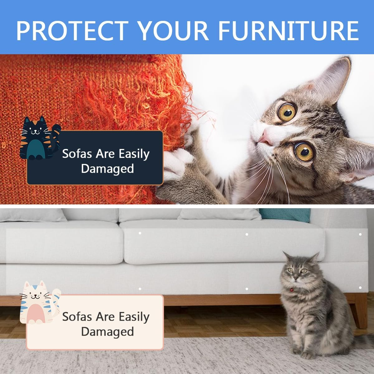 Sofa Cat Protector 30Cm X 5M Cat Scratch Protector for Cat Sofa Transparent Scratch Protector Sofa Carpet image number 3