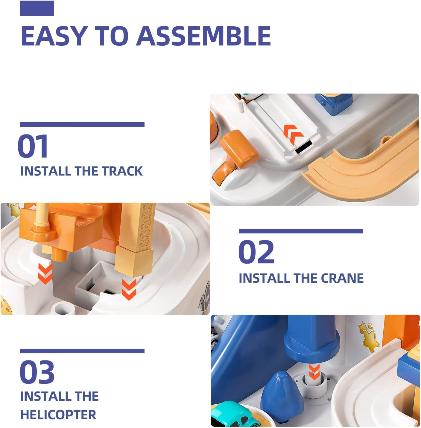 Toys for 3 Year Old Boys,Cars Race Track Adventure Toys with 6 Vehicle, Educational Montessori Toy Gifts for 3 4 5 6 Year Old Girls Boys