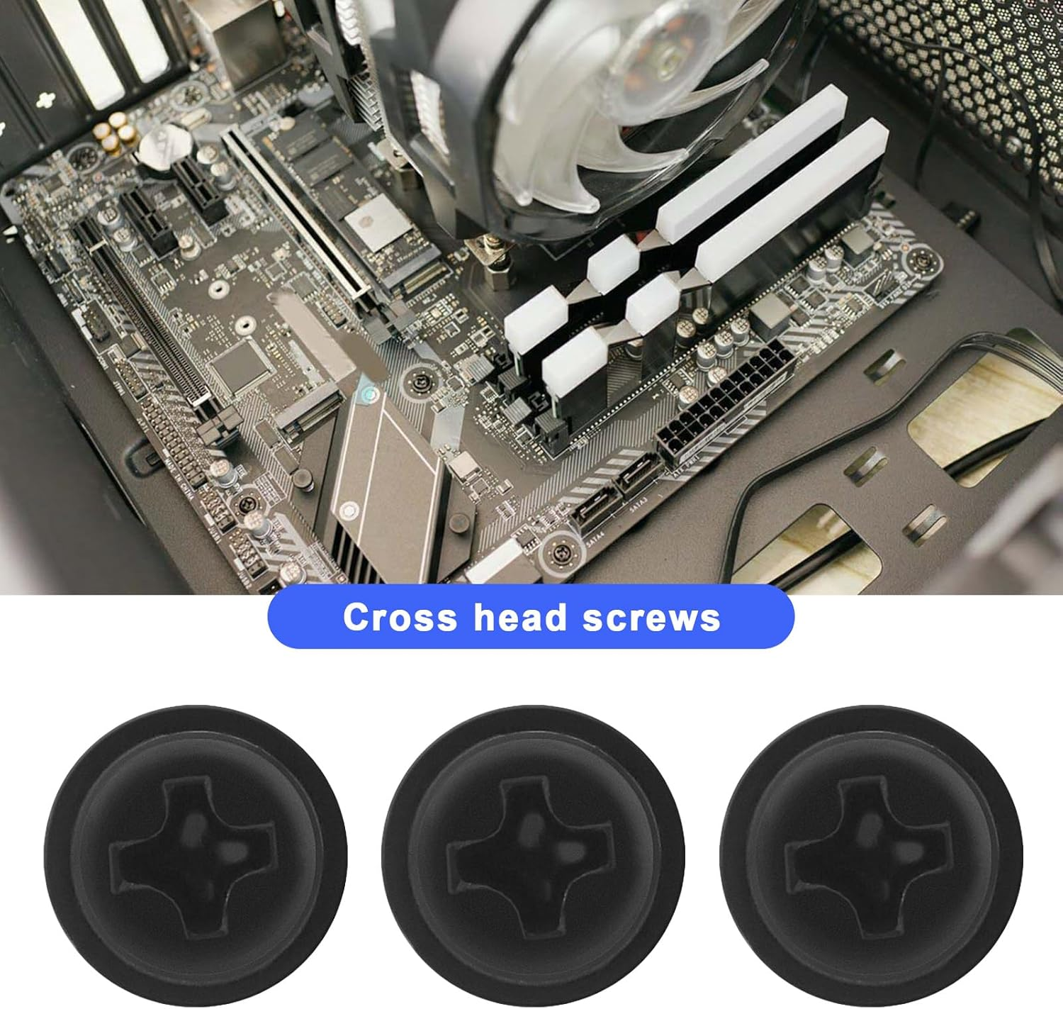 VGOL 100PCS PC Motherboard Screws M3X5Mm Crosshead Machine Screws Metal Motherboard Case Mounting Screws Computer Components Black