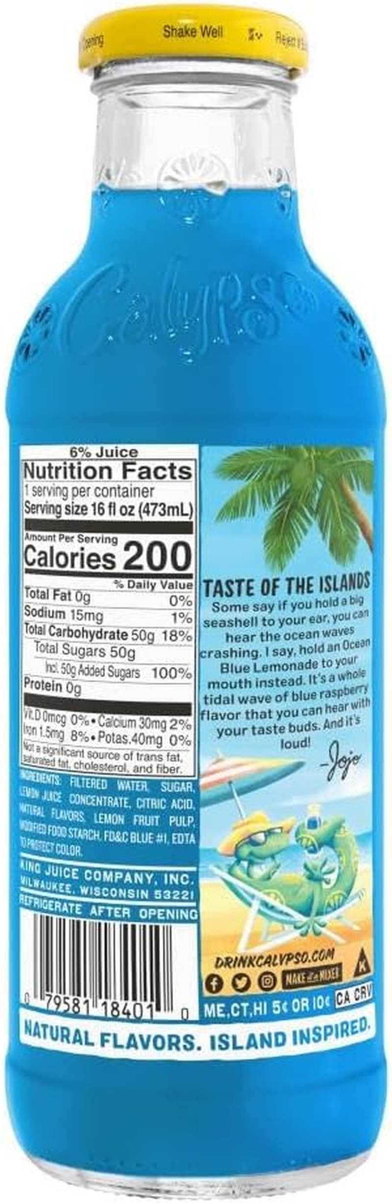 Calypso Ocean Blue Lemonade Drink 473 Ml (Pack of 12) image number 2