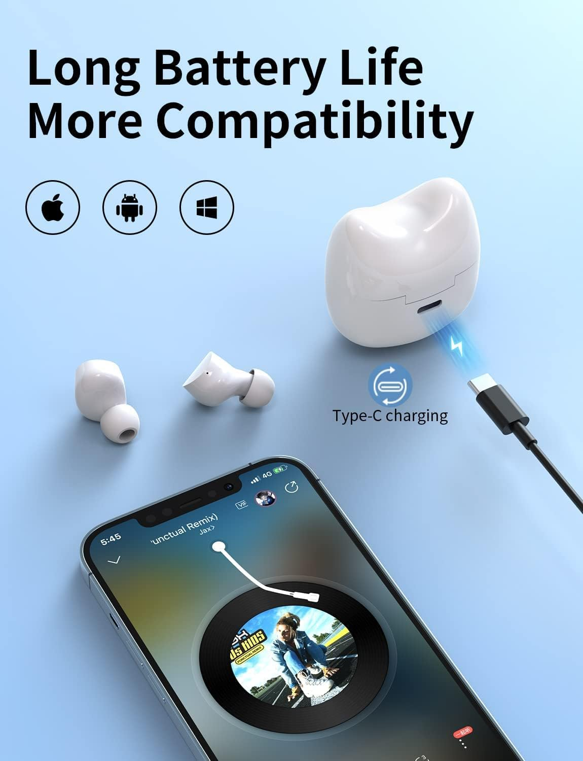 Wireless Earbuds for Kids, Bluetooth Headset with Cute Panda Charging Case, Bluetooth 5.0 Noise Cancellation, Type C Charging, 3D Stereo Deep Bass, Wireless Earbuds for Sports and Outwork image number 6