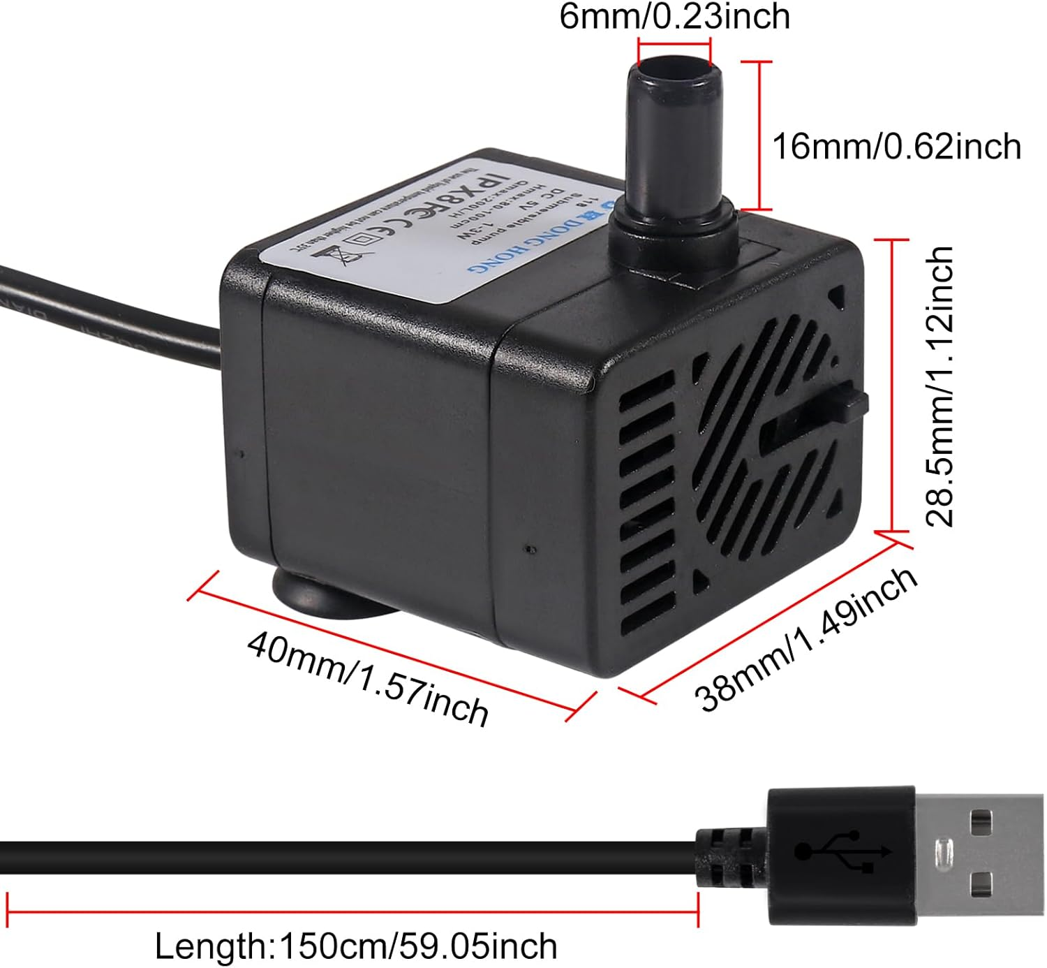 DIANN 2Pcs Mini Water Pump DC 5V Submersible Pump USB Small Fountain Pump 3W for Aquariums Fish Tank Aquarium Fountain Adjustable Flow image number 5