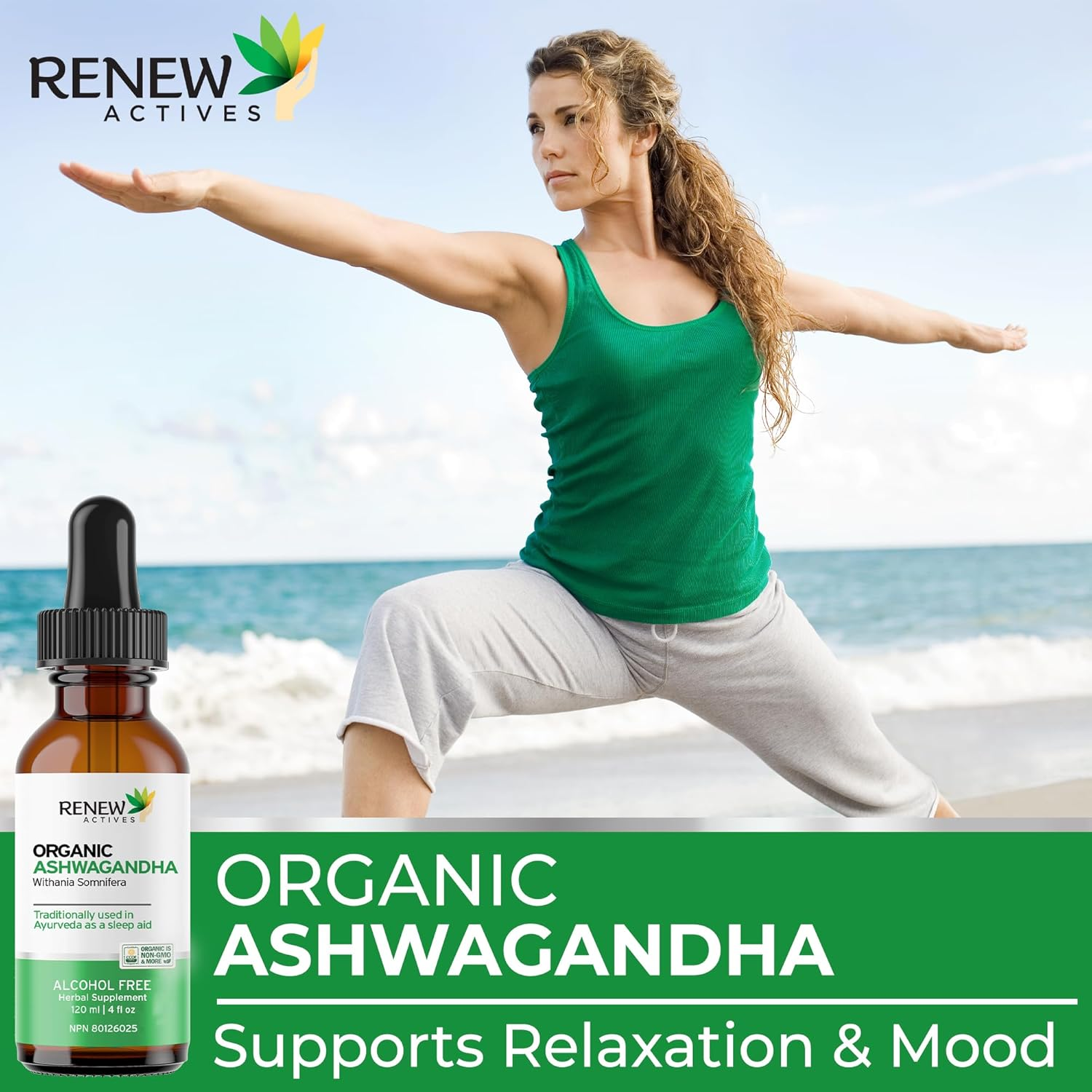 Renew Actives Organic Ashwagandha Liquid &ndash; Fast-Absorbing Formula for Cognitive Function, Memory, Energy, Stress Reduction, Restful Sleep, Immune Health, Vitality & Mental Clarity &ndash; 120 Ml image number 2